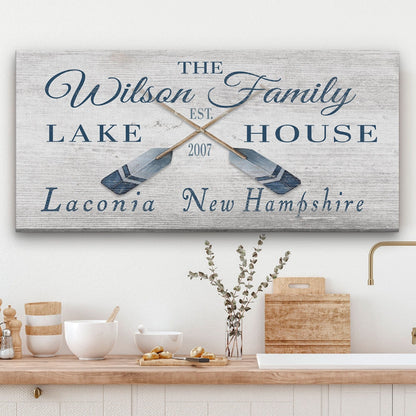Personalized Coordinates Canvas Sign with Rustic Oars – Nautical Wall Art