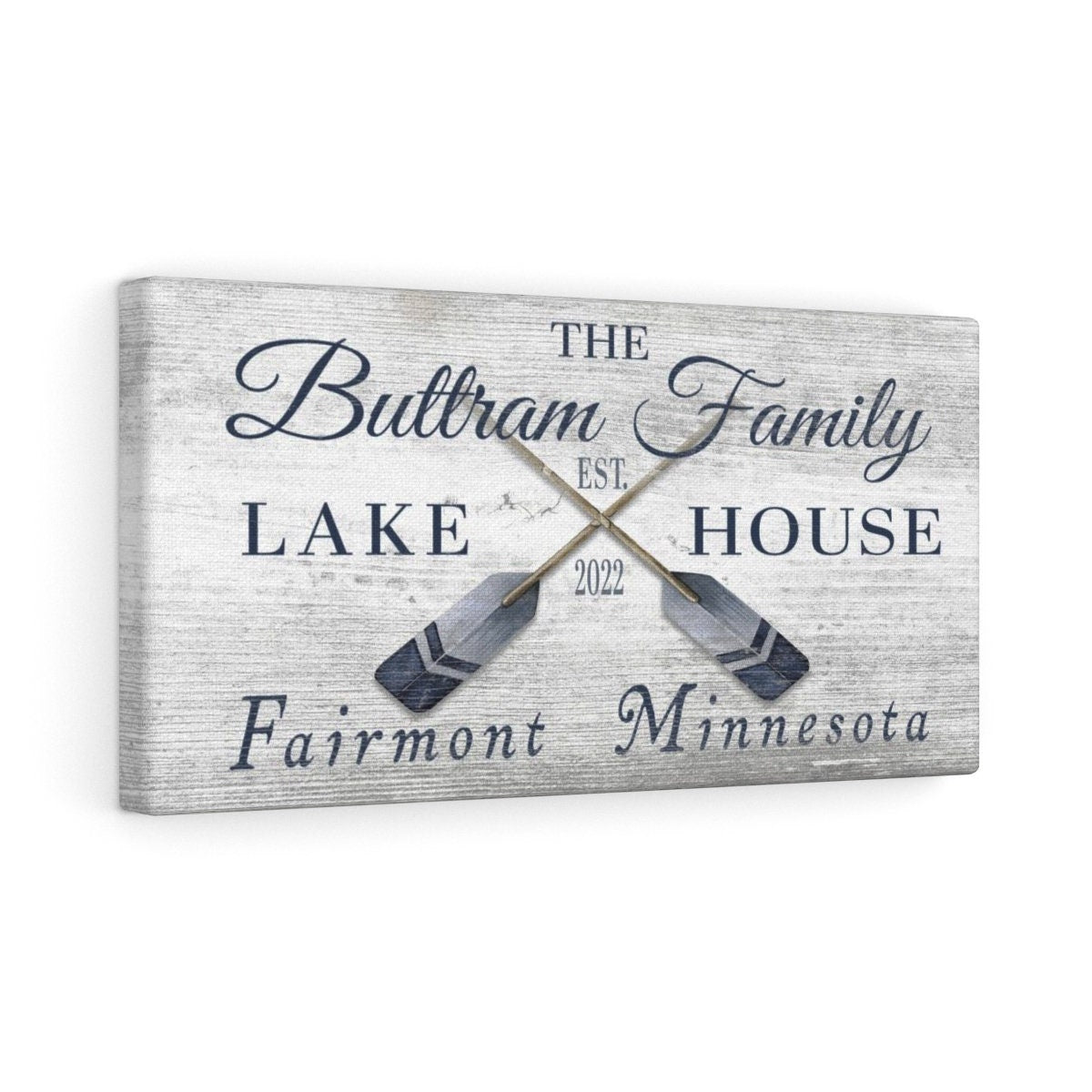 Personalized Coordinates Canvas Sign with Rustic Oars – Nautical Wall Art
