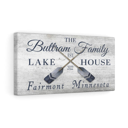 Personalized Coordinates Canvas Sign with Rustic Oars – Nautical Wall Art