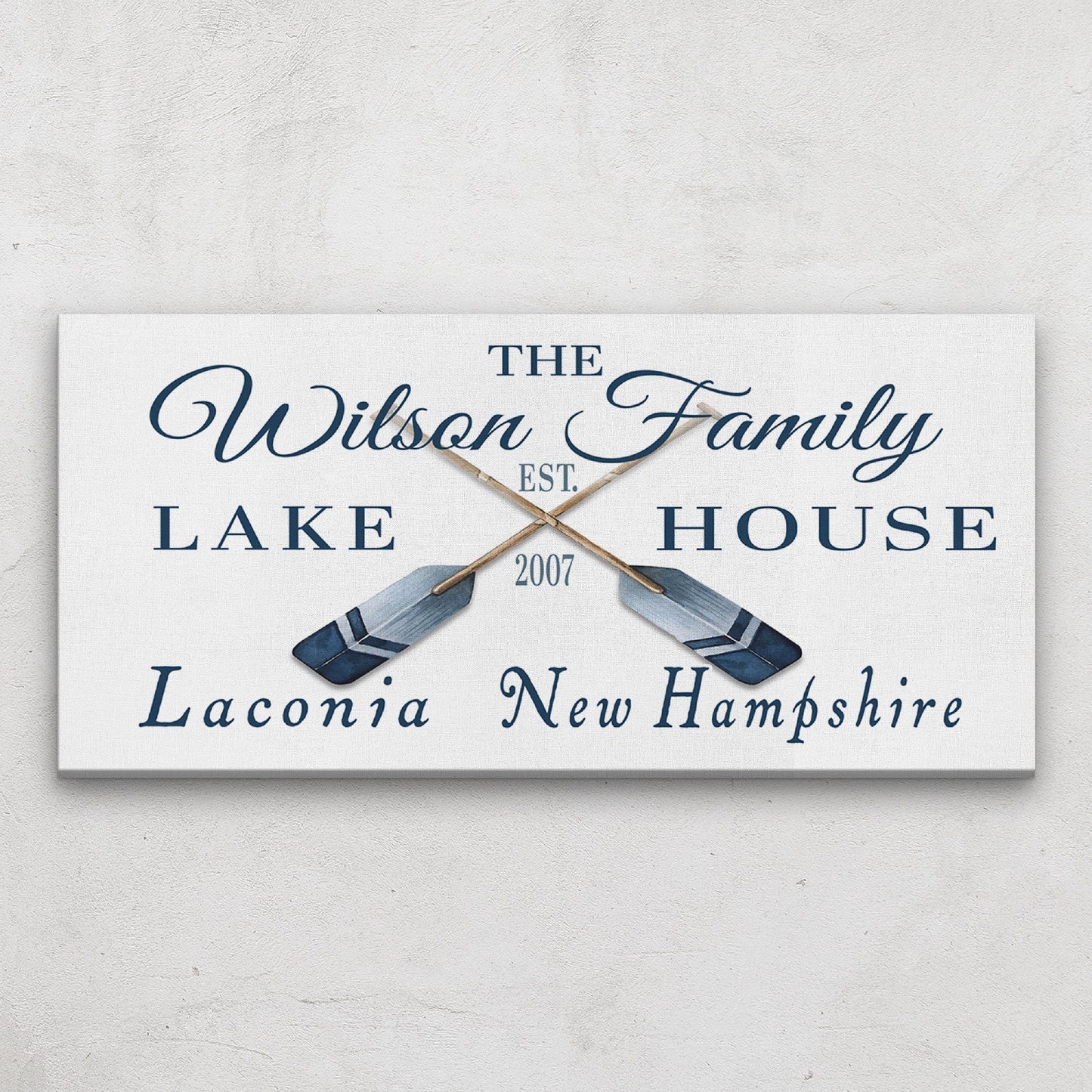 Personalized Coordinates Canvas Sign with Rustic Oars – Nautical Wall Art