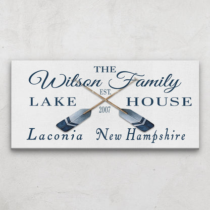 Personalized Coordinates Canvas Sign with Rustic Oars – Nautical Wall Art