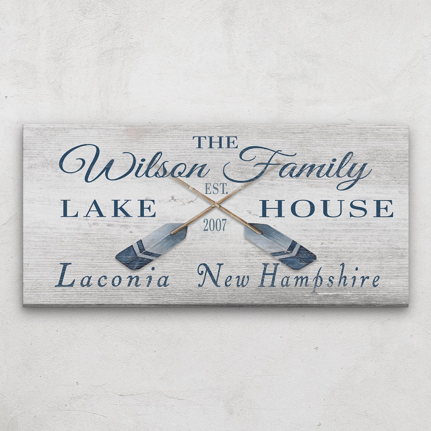 Personalized Coordinates Canvas Sign with Rustic Oars – Nautical Wall Art