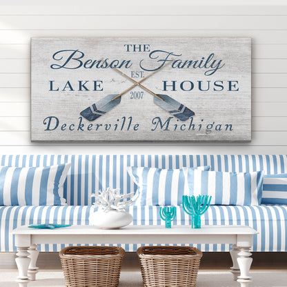 Personalized Coordinates Canvas Sign with Rustic Oars – Nautical Wall Art