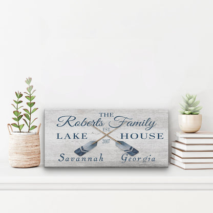Personalized Coordinates Canvas Sign with Rustic Oars – Nautical Wall Art