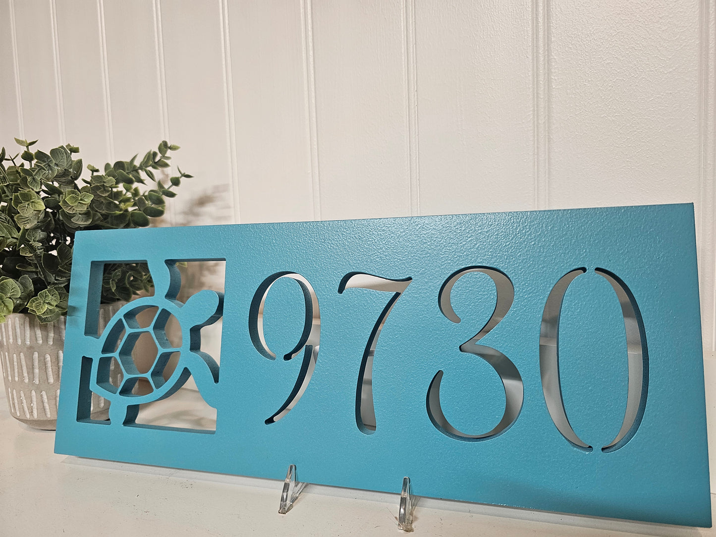 Custom Sea Turtle Address Sign – Personalized Coastal Home Decor, Weatherproof PVC