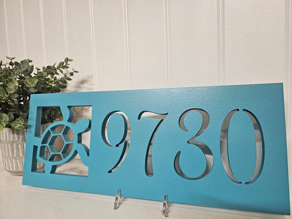 Custom Sea Turtle Address Sign – Personalized Coastal Home Decor, Weatherproof PVC