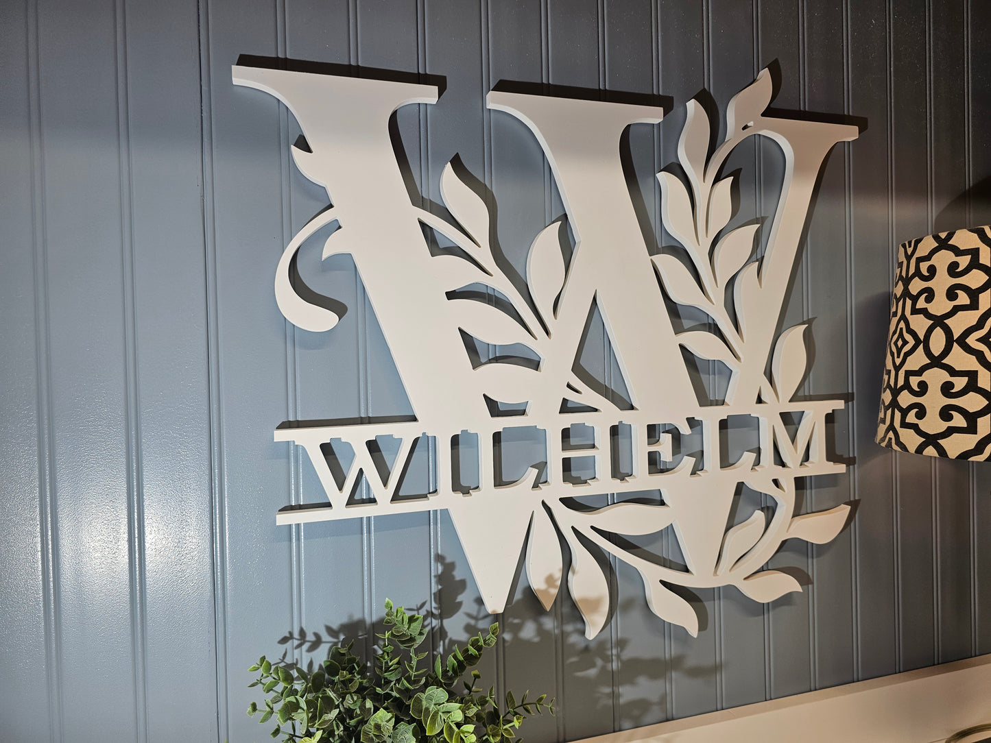 Split Letter Monogram Sign – Elegant Vine Design, Weatherproof PVC, 4 Sizes