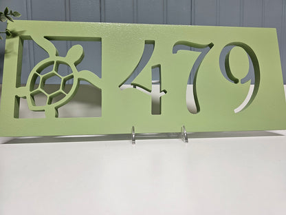 Custom Sea Turtle Address Sign – Personalized Coastal Home Decor, Weatherproof PVC