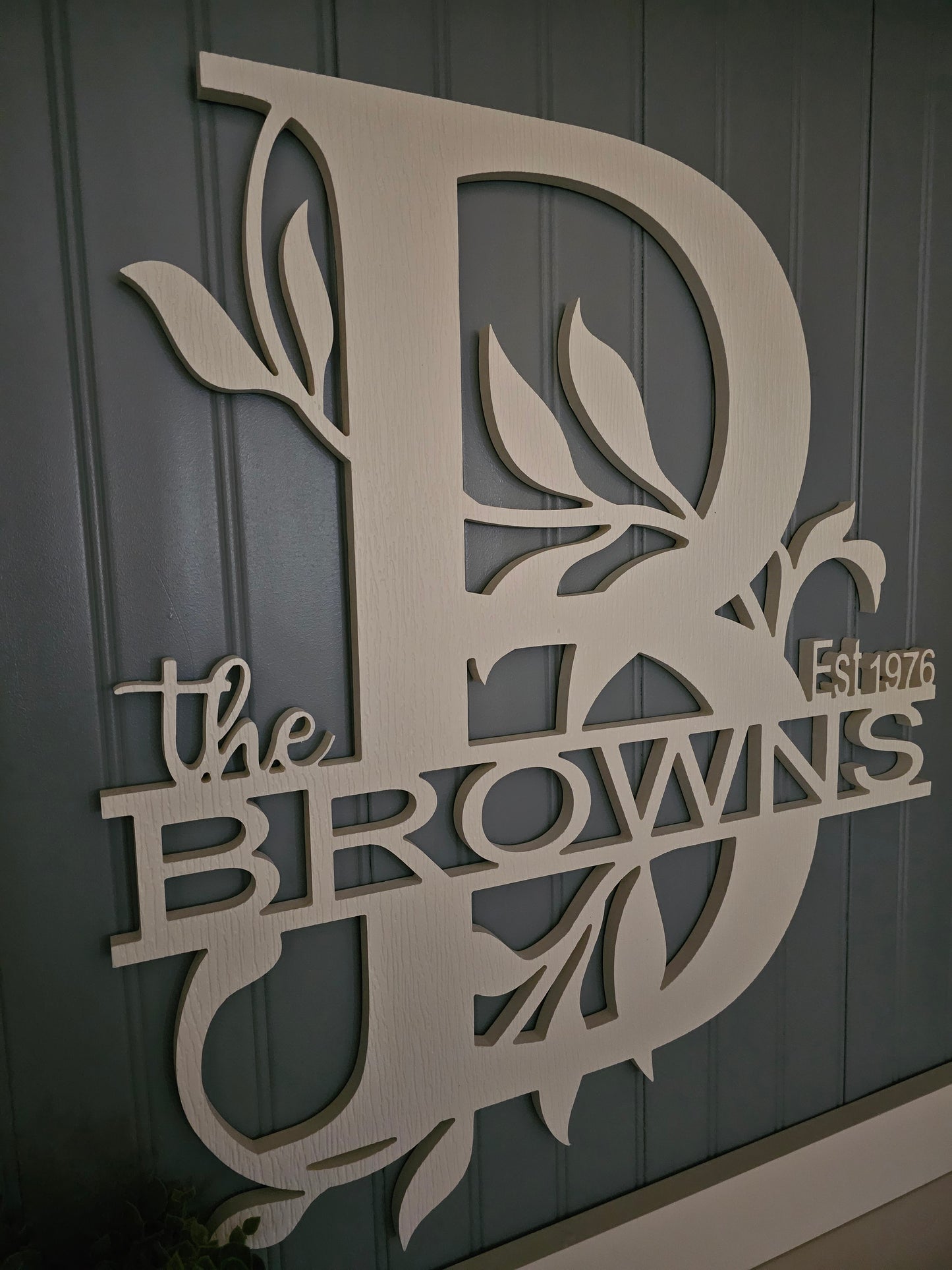 Split Letter Monogram Sign – Elegant Vine Design, Weatherproof PVC, 4 Sizes