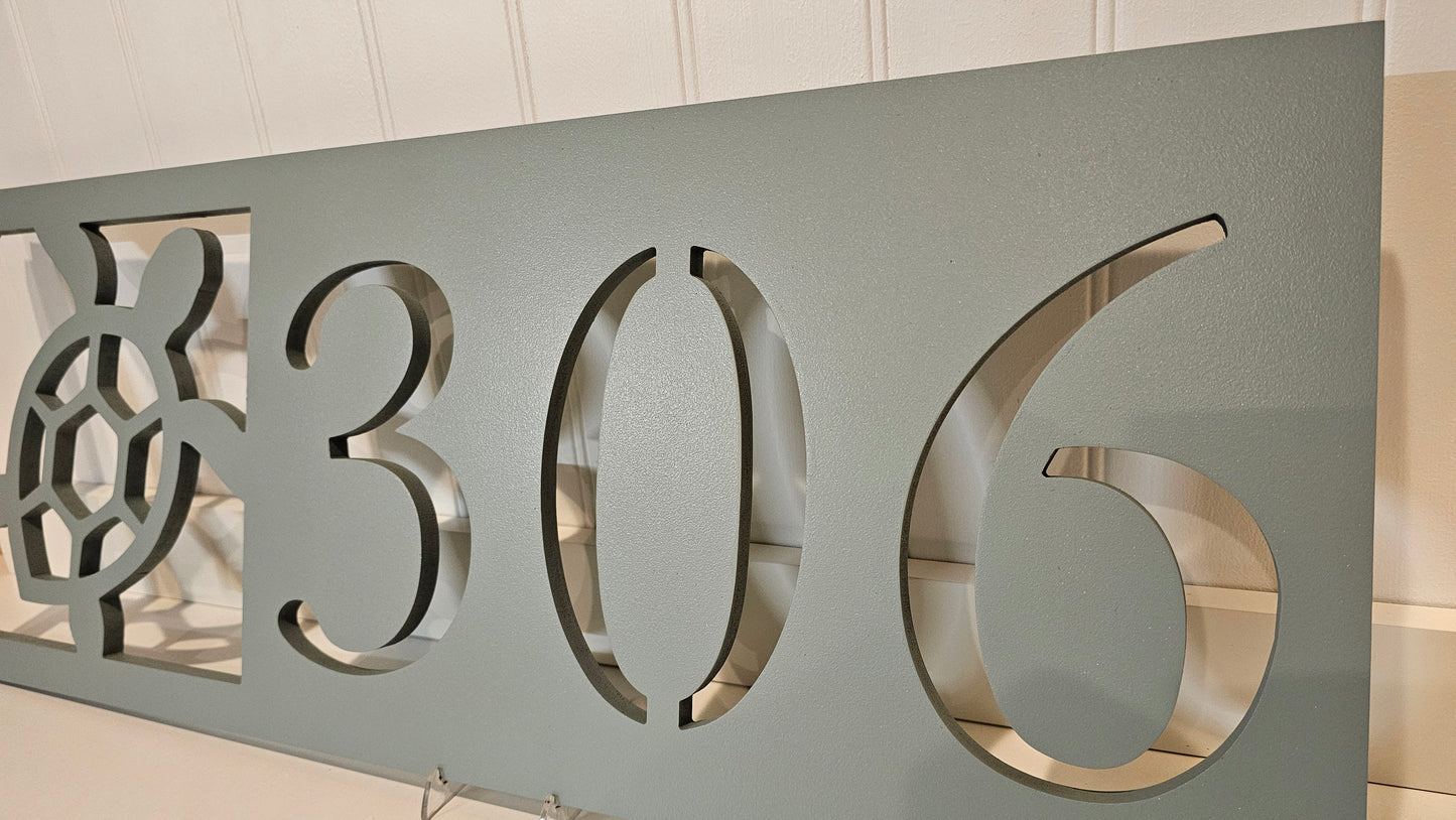 Custom Sea Turtle Address Sign – Personalized Coastal Home Decor, Weatherproof PVC