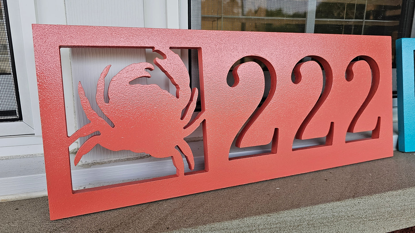 Custom Crab Address Sign – Coastal Nautical Home Decor, Weatherproof PVC