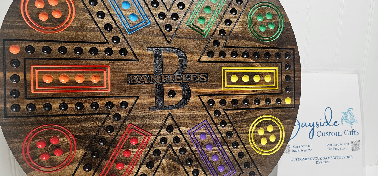 Personalized Cards & Marbles Game Board – Custom Engraved Family Game Night Set