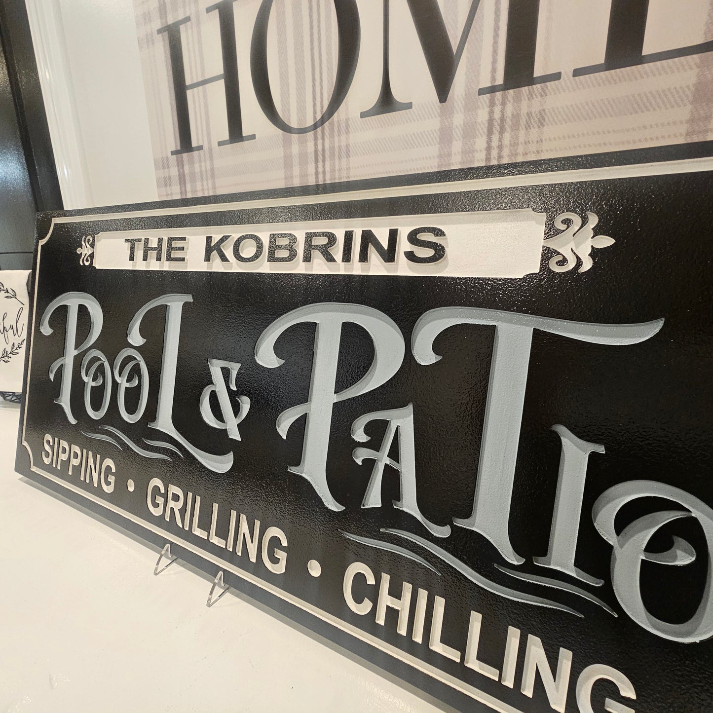 Personalized Pool & Patio Sign – 3D Carved Weatherproof PVC, Custom Name