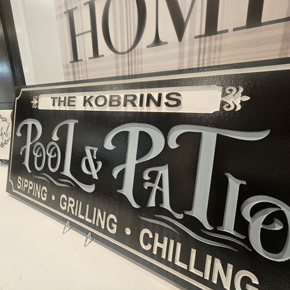 Personalized Pool & Patio Sign – 3D Carved Weatherproof PVC, Custom Name