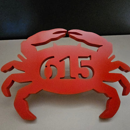 Crab Shaped Address Plaque – Coastal Home Decor, 100% Weatherproof PVC