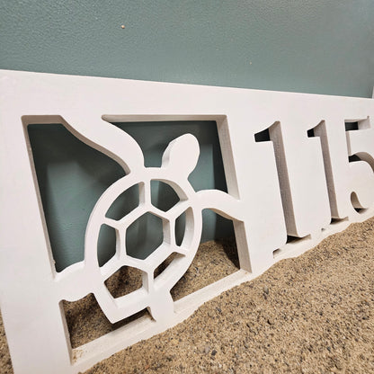 Custom Sea Turtle Address Sign – Personalized Coastal Home Decor, Weatherproof PVC
