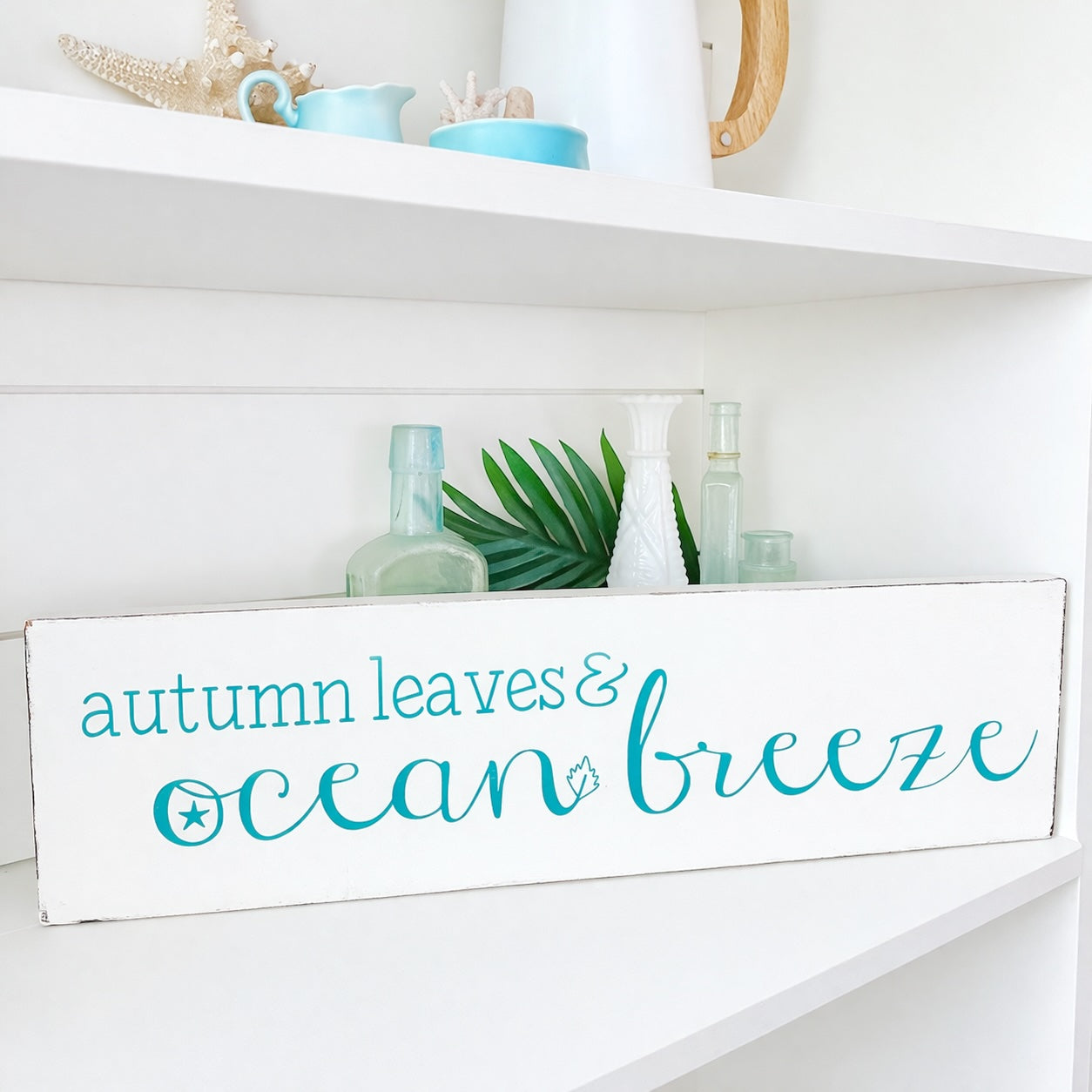 Autumn Leaves Ocean Breeze Sign
