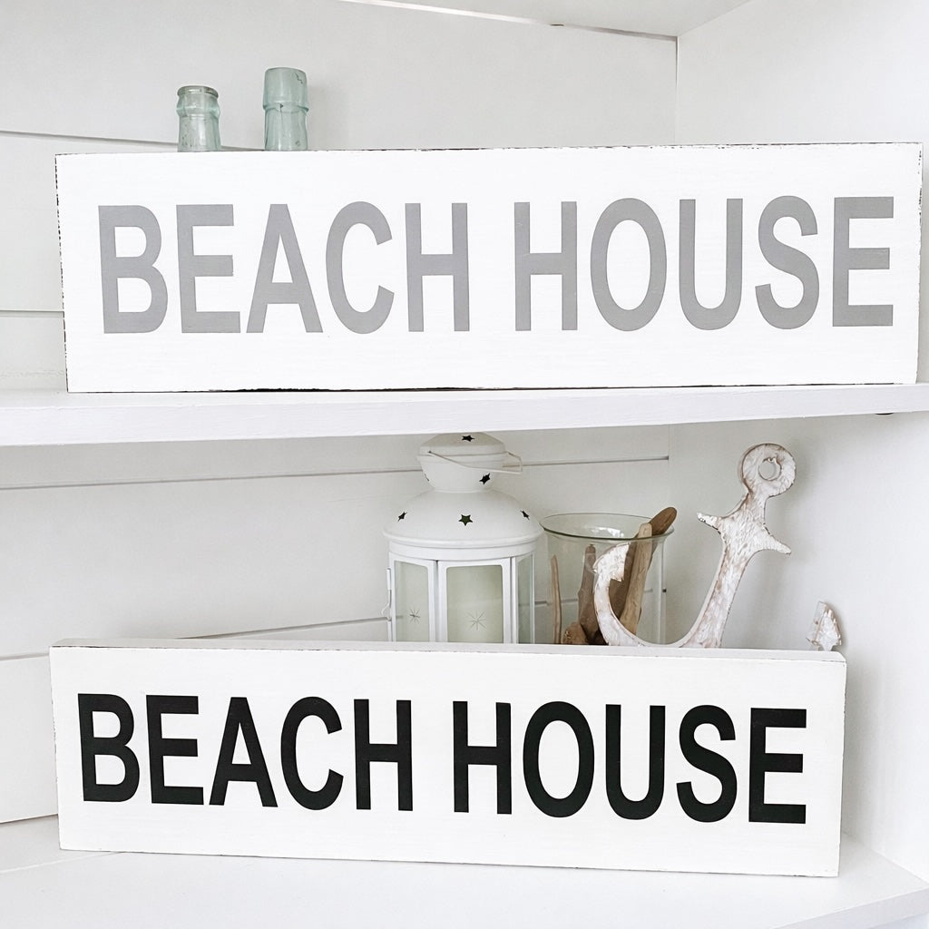 Beach House Sign – Handmade Coastal Wood Decor