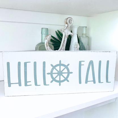 Hello Fall Ship Wheel Sign