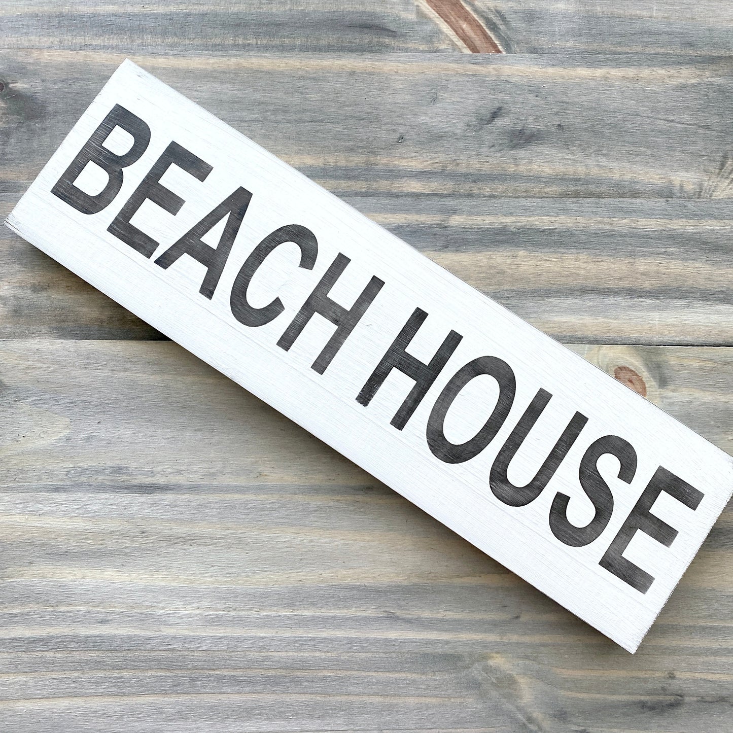 Beach House Sign – Handmade Coastal Wood Decor