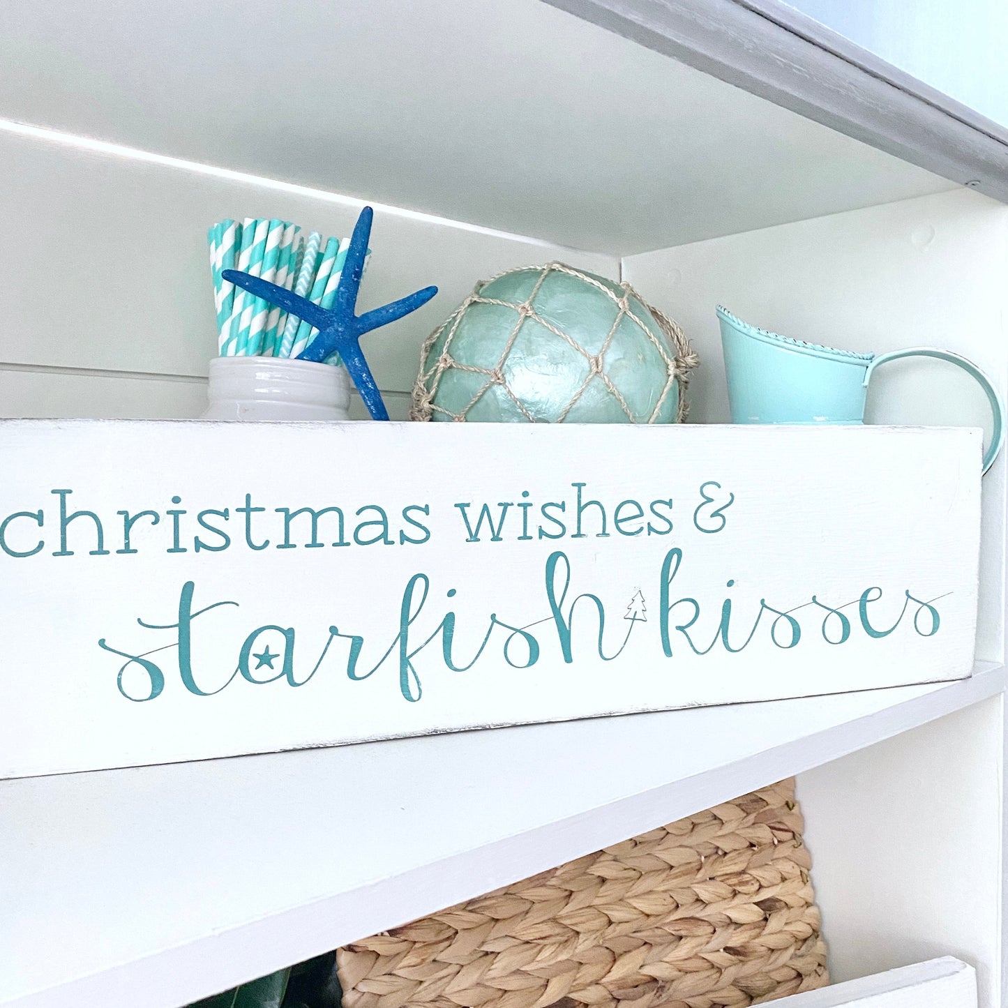 Christmas Wishes and Starfish Kisses Sign