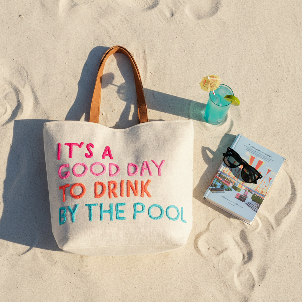 Cream Tote Beach Flat Lay