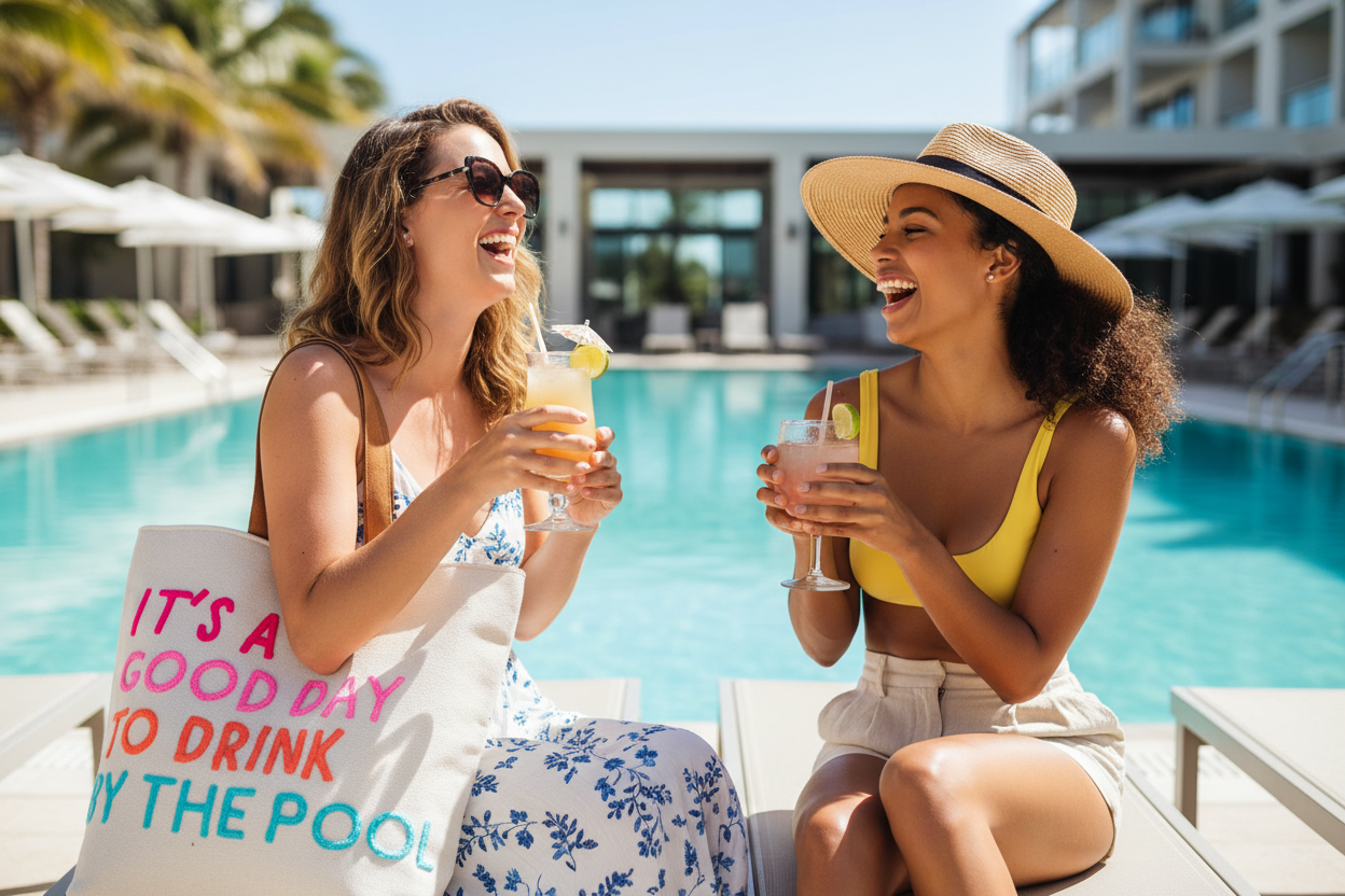 Cream Tote Poolside Friends