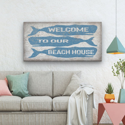 Personalized Whale Welcome Sign – Beach House Name Coastal Canvas