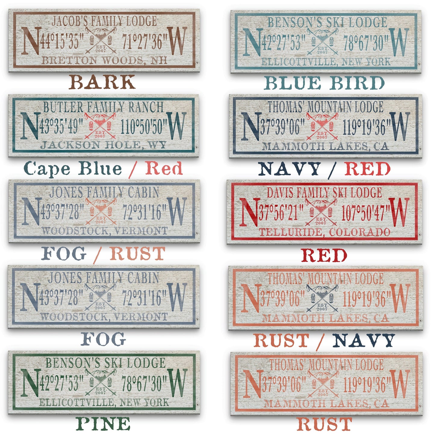 Personalized Ski Lodge Canvas Sign – Family Name & Coordinates Cabin Decor