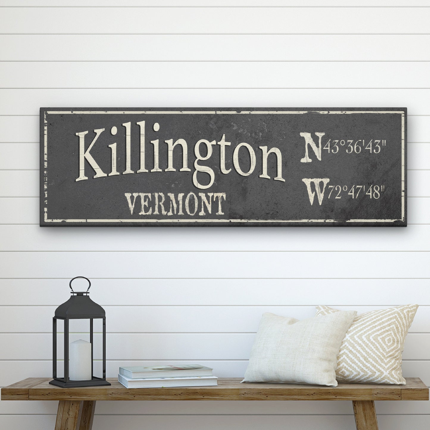 Personalized City & Town Canvas Sign with Latitude Longitude Coordinates