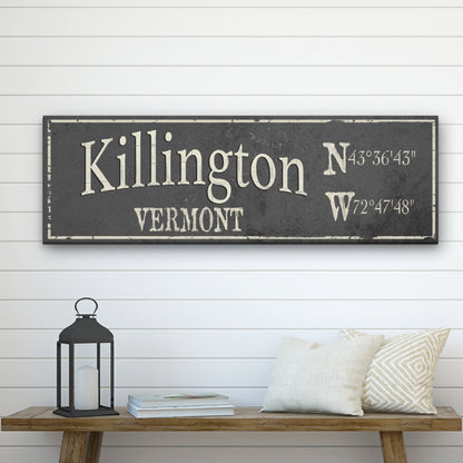 Personalized City & Town Canvas Sign with Latitude Longitude Coordinates