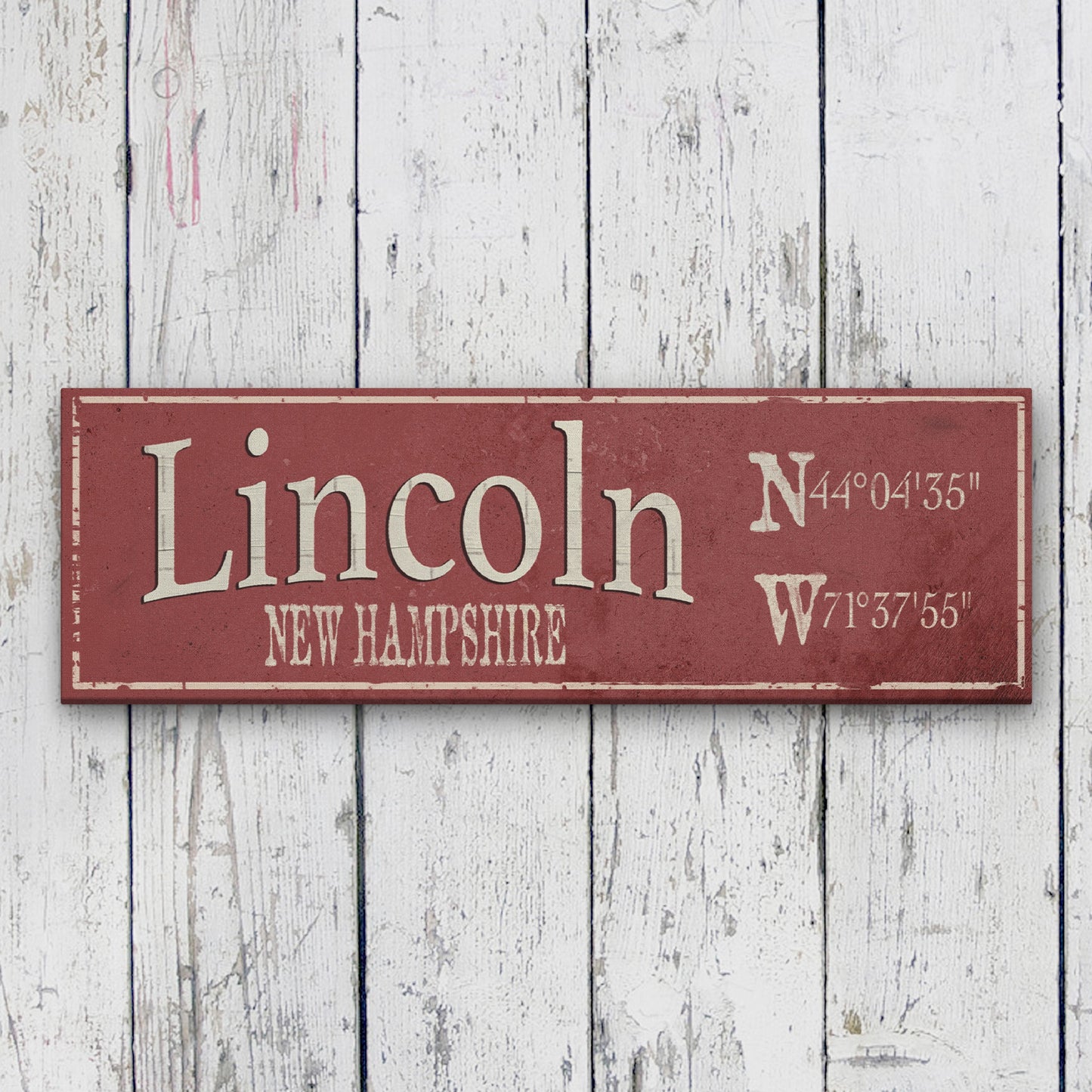 Personalized City & Town Canvas Sign with Latitude Longitude Coordinates