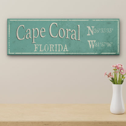 Personalized City & Town Canvas Sign with Latitude Longitude Coordinates