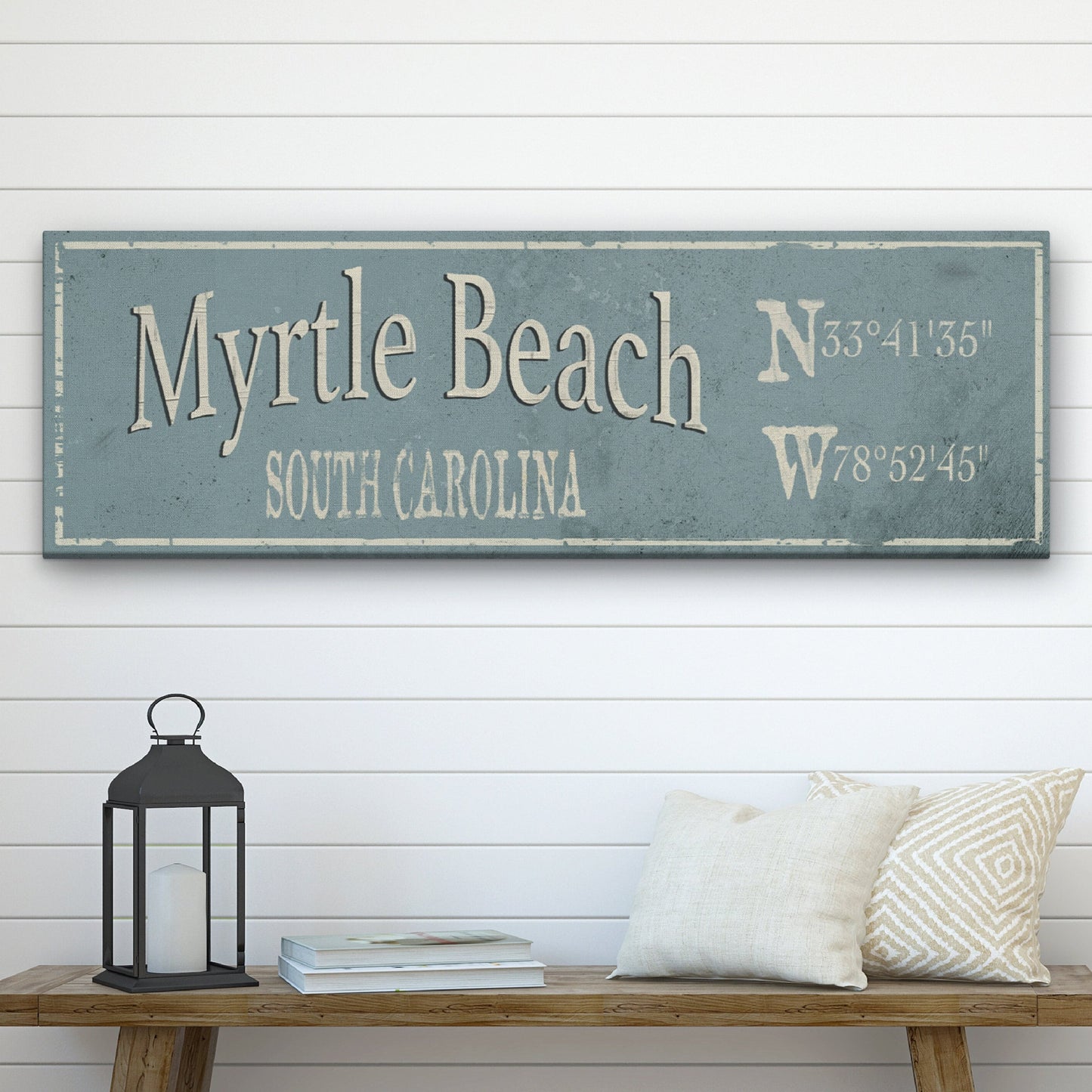 Personalized City & Town Canvas Sign with Latitude Longitude Coordinates