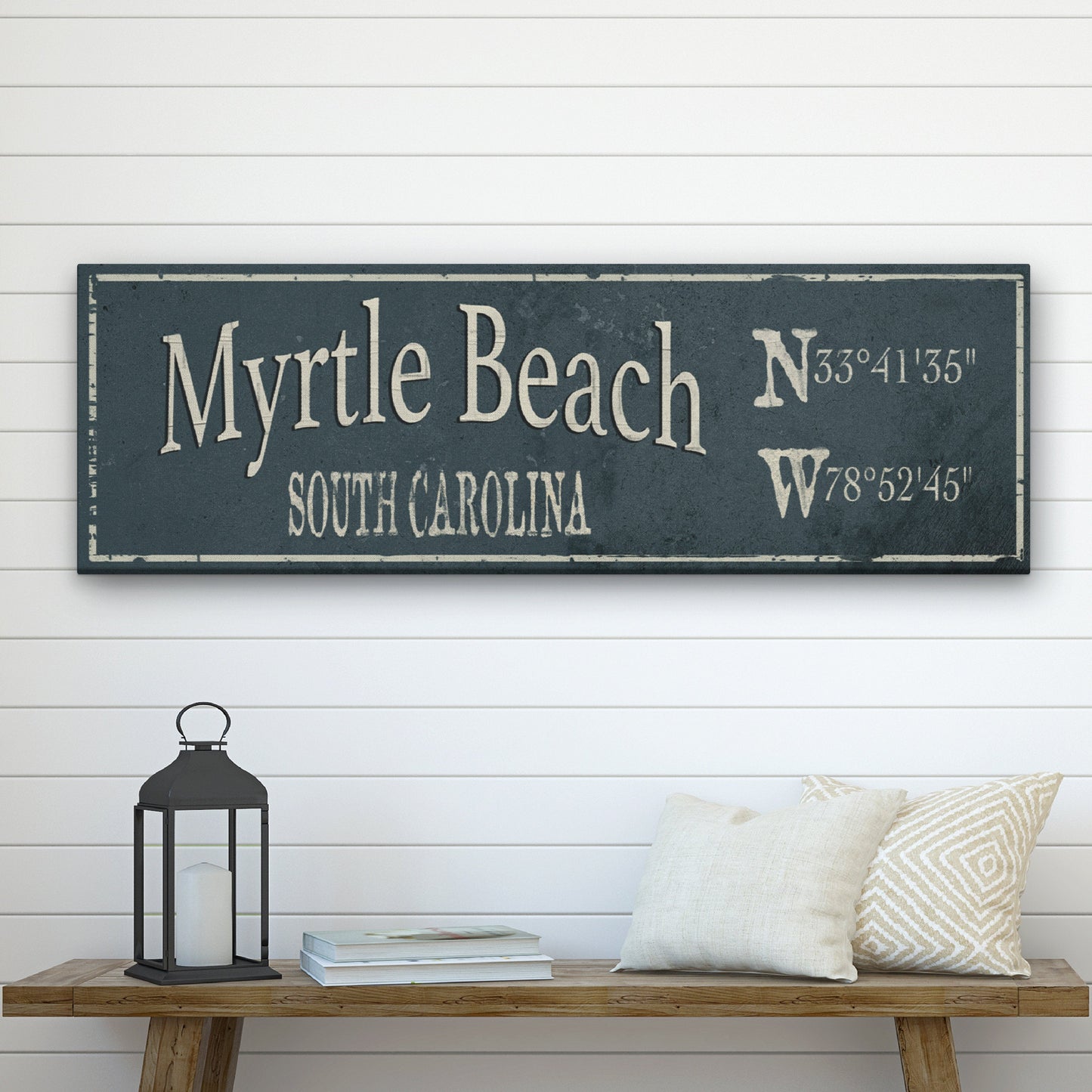 Personalized City & Town Canvas Sign with Latitude Longitude Coordinates