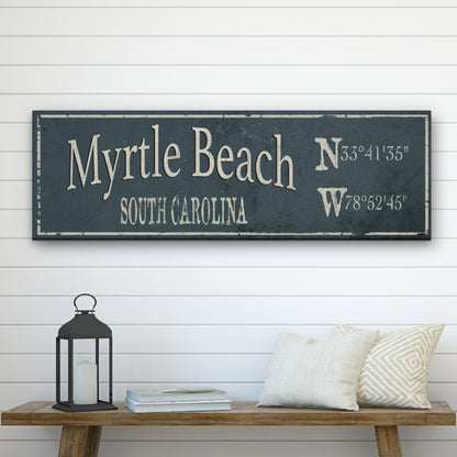 Personalized City & Town Canvas Sign with Latitude Longitude Coordinates