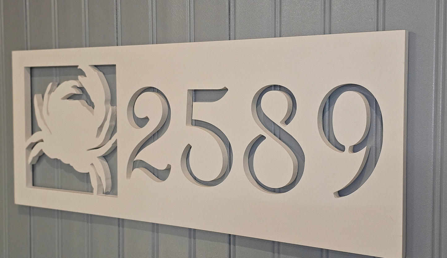 Custom Crab Address Sign – Coastal Nautical Home Decor, Weatherproof PVC