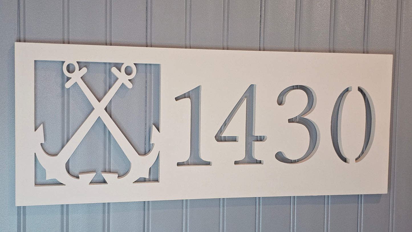 Anchor Address Sign – Custom Nautical Coastal Home Decor, Weatherproof PVC