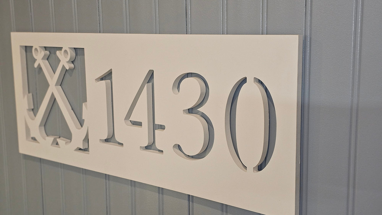 Anchor Address Sign – Custom Nautical Coastal Home Decor, Weatherproof PVC
