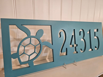 Custom Sea Turtle Address Sign – Personalized Coastal Home Decor, Weatherproof PVC