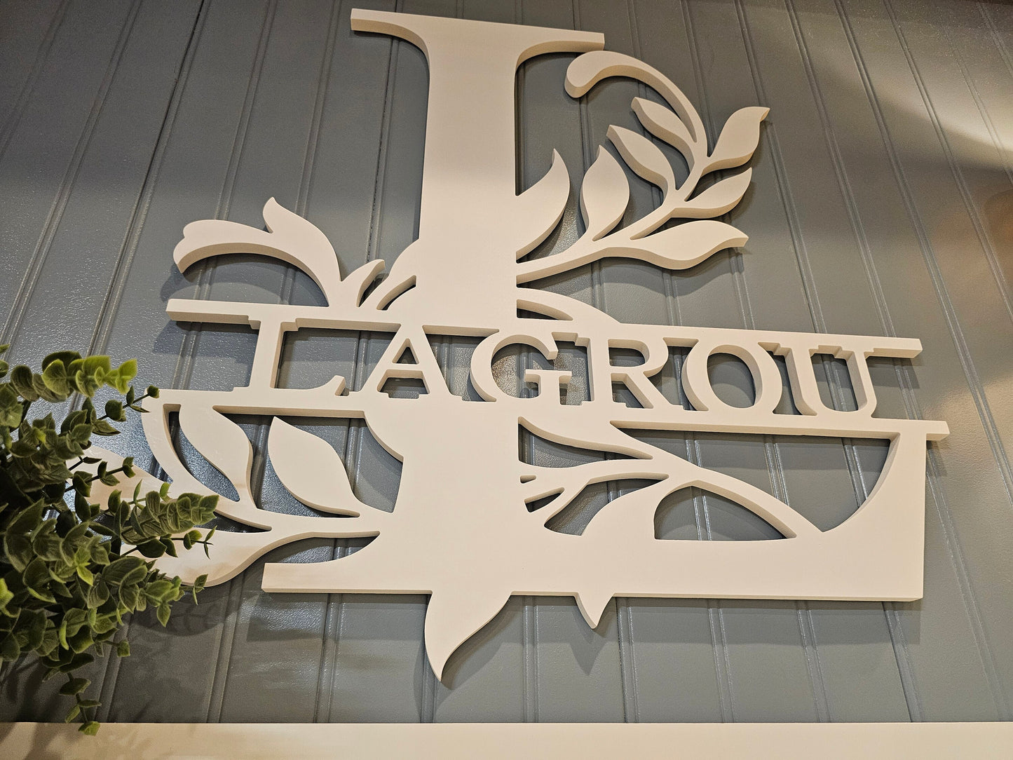 Split Letter L Monogram Sign – Elegant Vine Design, Weatherproof PVC, 4 Sizes