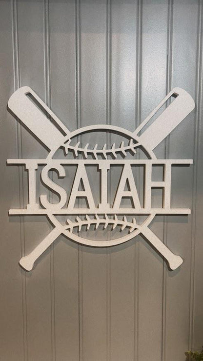 Custom Baseball Name Sign – Personalized Kids Room & Sports Decor