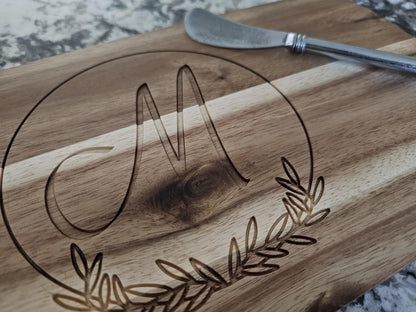 Personalized Acacia Wood Charcuterie Board – CNC Engraved Wedding & Housewarming Gift