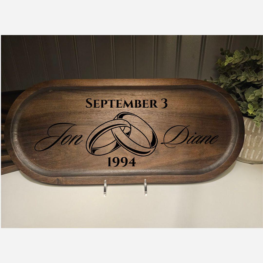 Personalized Solid Wood Valet Tray – Custom Anniversary & Groomsman Gift