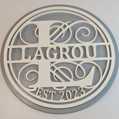 Custom Monogram Last Name Sign – CNC-Milled Wood, Personalized Family Decor
