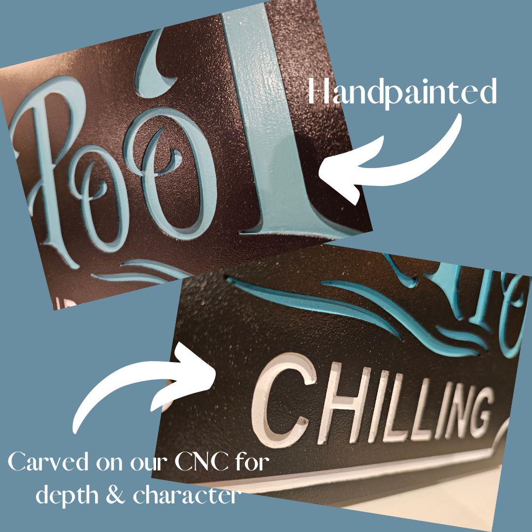 Personalized Pool & Patio Sign – 3D Carved Weatherproof PVC, Custom Name