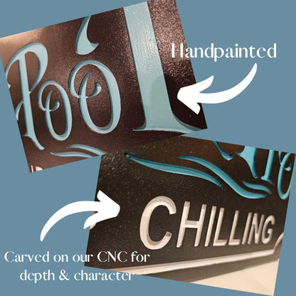 Personalized Pool & Patio Sign – 3D Carved Weatherproof PVC, Custom Name