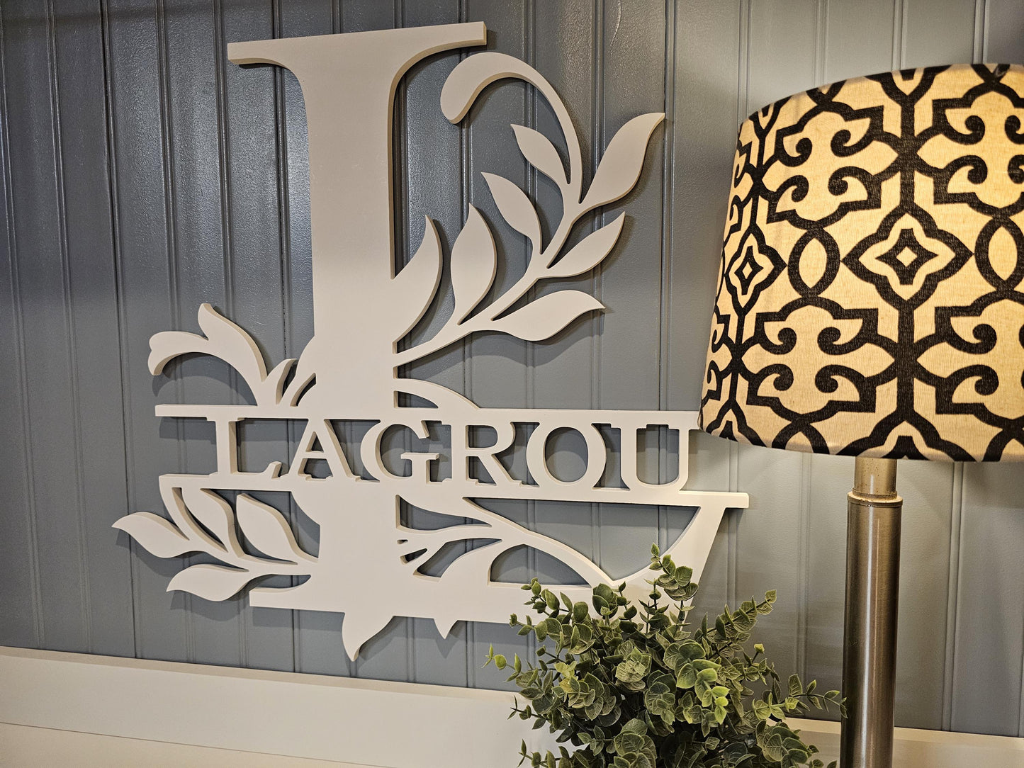 Split Letter L Monogram Sign – Elegant Vine Design, Weatherproof PVC, 4 Sizes