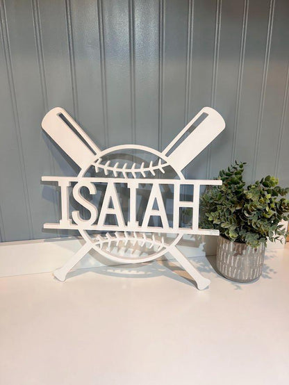 Custom Baseball Name Sign – Personalized Kids Room & Sports Decor