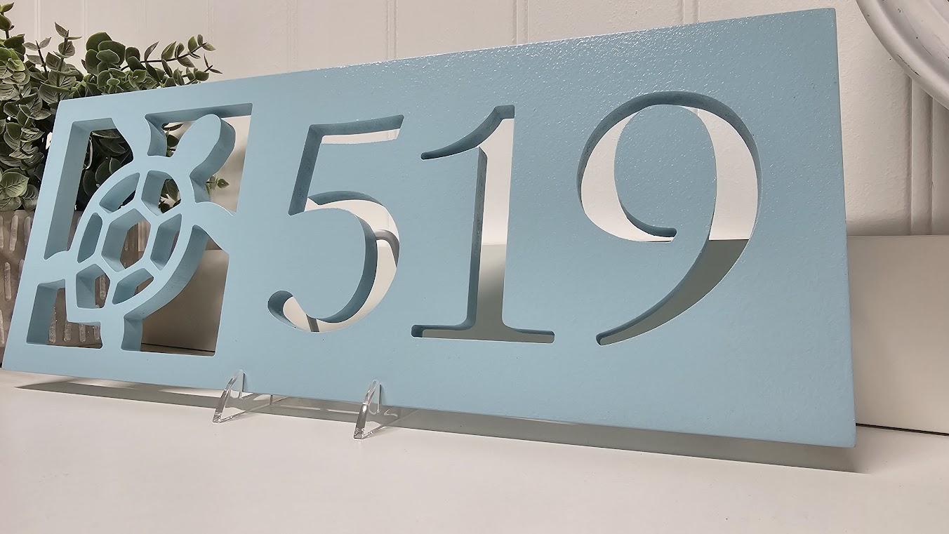 Custom Sea Turtle Address Sign – Personalized Coastal Home Decor, Weatherproof PVC